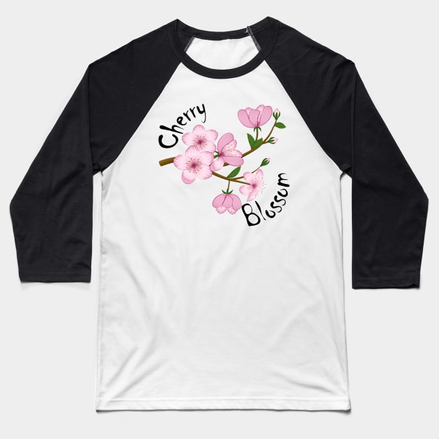 Cherry Blossom Baseball T-Shirt by Designoholic